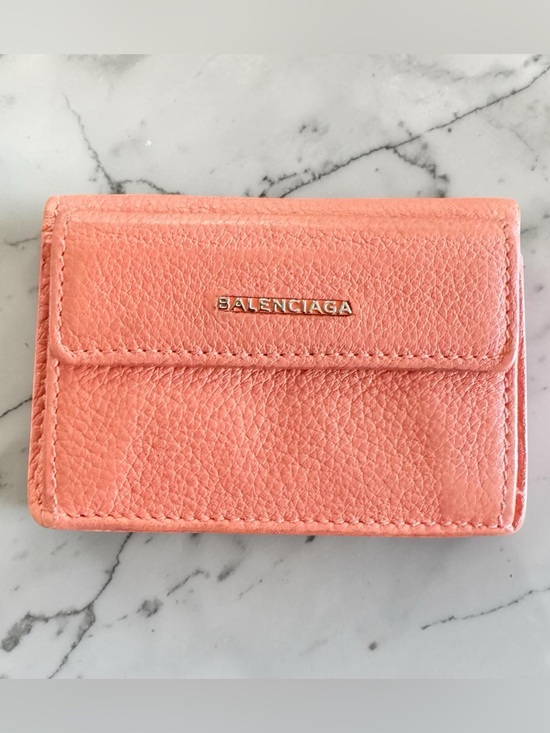 Balenciaga Handbags - Balenciaga Pink Pebbled Leather Compact Wallet